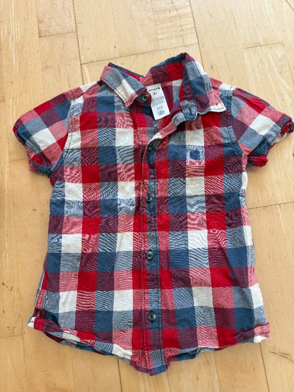 Carhartt kids Size 4T Plaid Button Up Shirt EUC Logo
